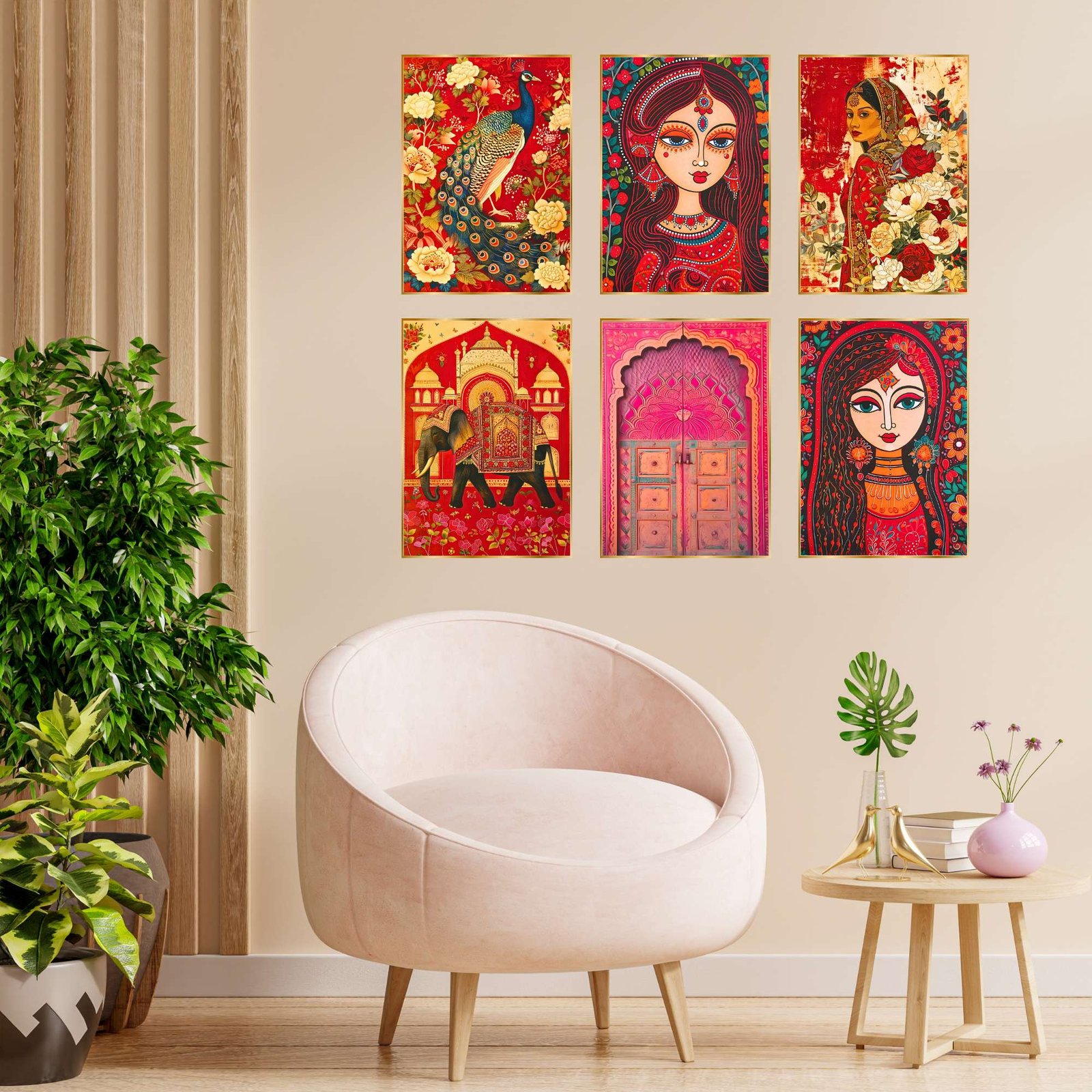 Set of Six Wall Paintings for Wall Dacoration Golden Framed Wall Paintings for Living Room & Bedroom Wall Art for Home Decoration & Office Wall Décor (13x10 inch CH-GD6-5) - Image 4