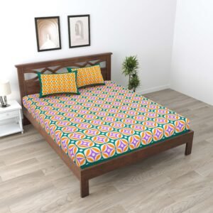 Rajasthani Traditionally Printed Cotton Doublebed Bedsheet With Pack of 2 Pillow Covers